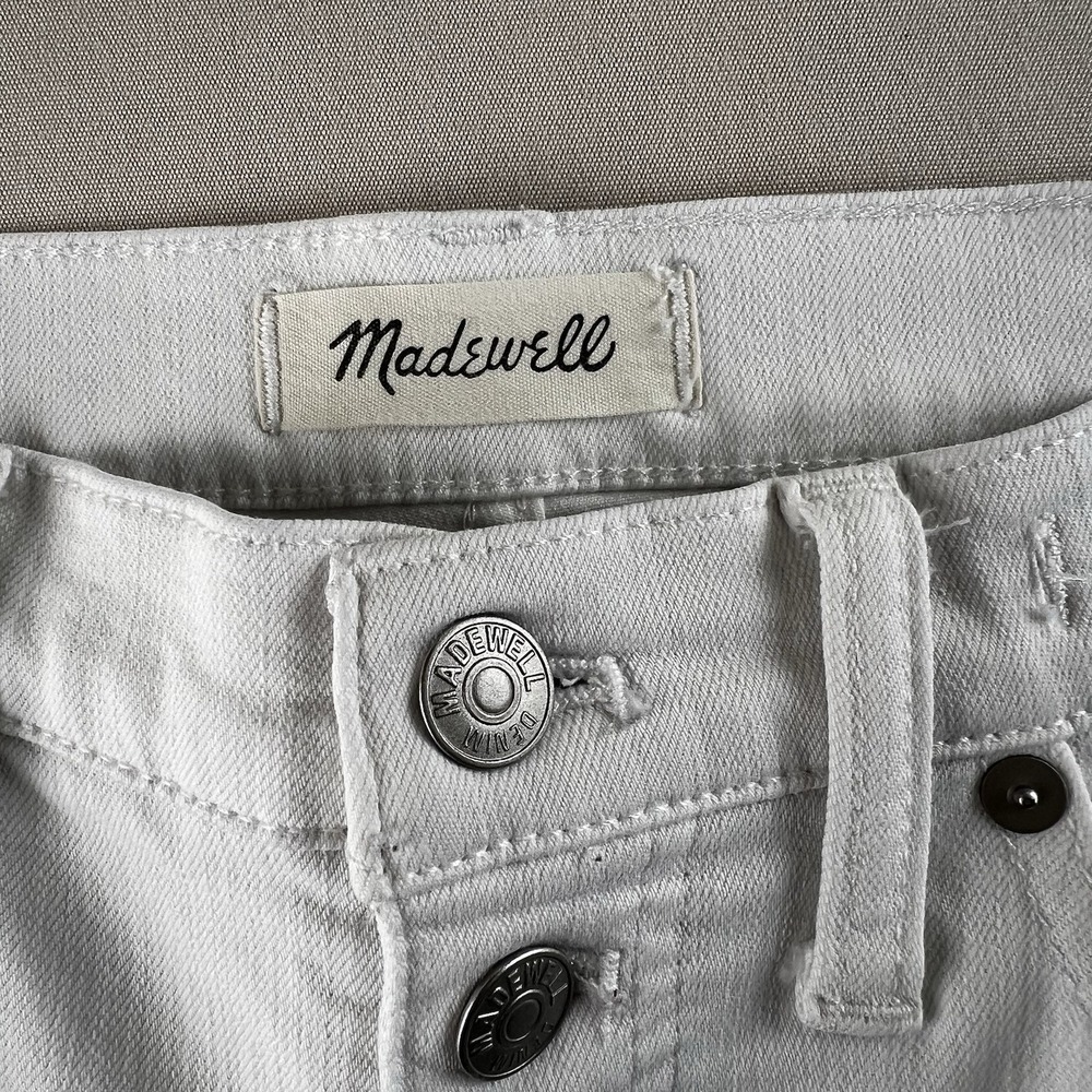 Madewell White High Rise Skinny Jeans Button Fly Raw Hem Womens Size 27 - Picture 5 of 13